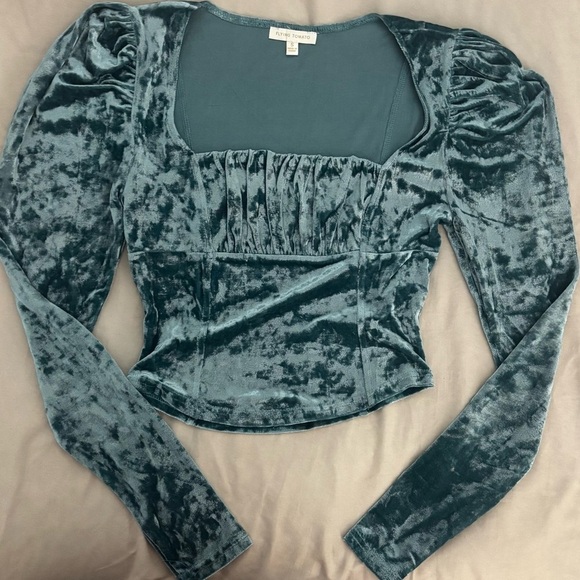 Flying Tomato Teal Crushed Velvet Top - Picture 6 of 8